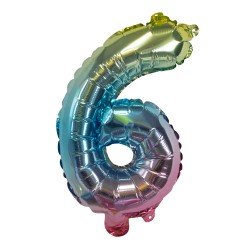 GLOBO FAST 32'' NUMERO ARCOIRIS 6 (25X40)