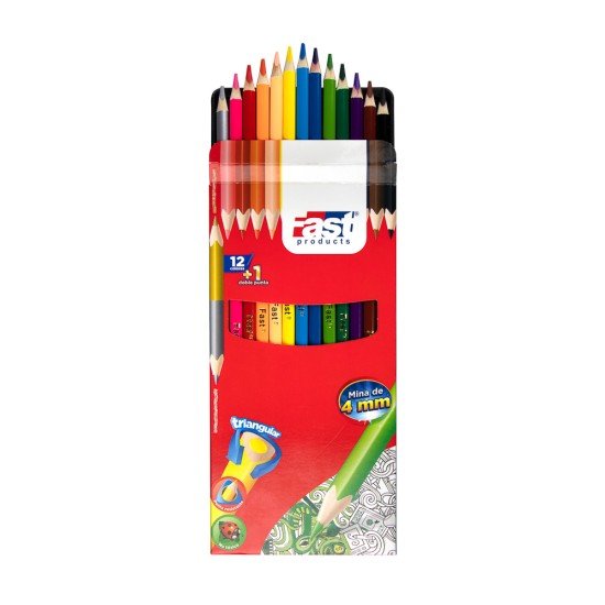 CRAYON DE MADERA FAST 12COL LARGO 4MM TRIANGULAR (144)
