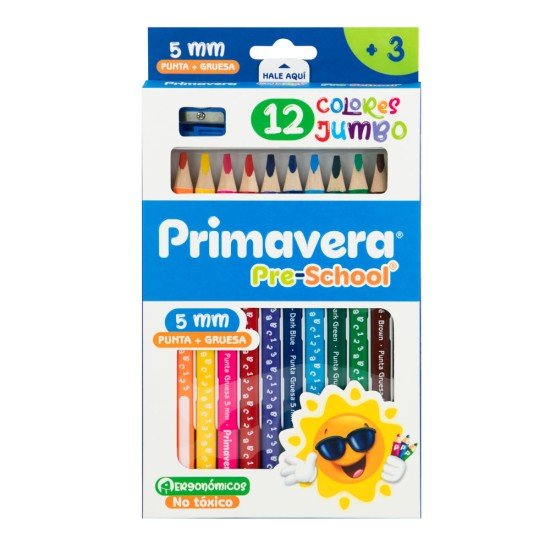 CRAYON DE MADERA PRIMAVERA 12 COL JUMBO PRE-SCHOOL (96)