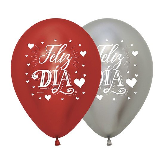 GLOBO SEMPERTEX R12 BX12 FASHION FELIZ DIA CORAZ SURT (120)