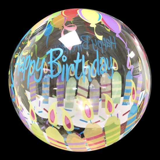 GLOBO KREA 20" BURBUJA PRINT HAPPY BIRTHDAY VELAS (50X10)