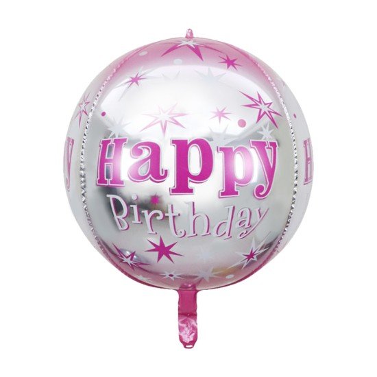 GLOBO FAST DECORATIVO 22" 4D HAPPY BIRTHDAY ROSADO