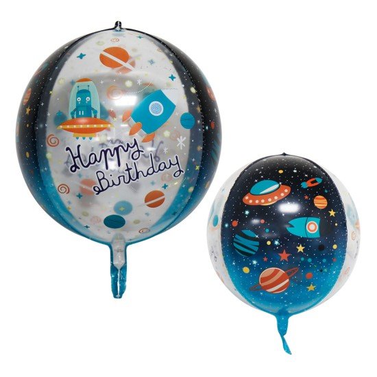 GLOBO FAST DECORATIVO 22" 4D HAPPY BIRTHDAY ESPACIAL