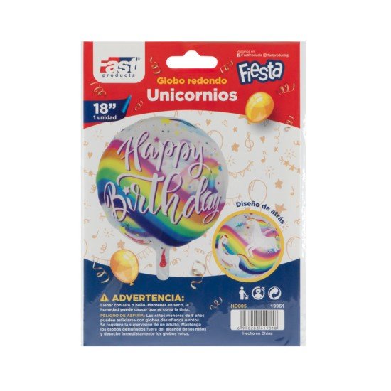 GLOBO FAST DECORATIVO 18" REDONDO ARCOIRIS