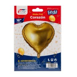 GLOBO FAST DECORATIVO 18" CORAZON DORADO (100X10)