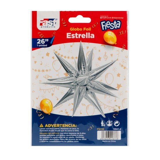 GLOBO FAST DECORATIVO 26" ESTRELLA PLATEADO (300)
