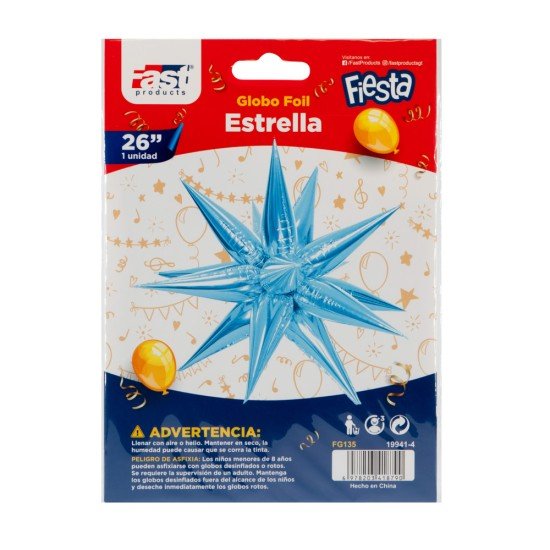 GLOBO FAST DECORATIVO 26" ESTRELLA CELESTE