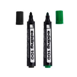 MARCADOR EDDING PERMANENTE 100 REDONDO BX2 NEGRO VERDE