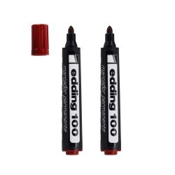 MARCADOR EDDING PERMANENTE 100 REDONDO BX2 ROJO