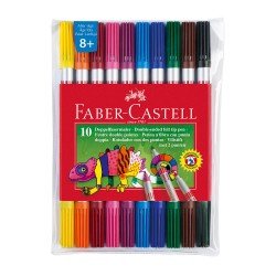 MARCADORES EN ESTUCHE FABER CASTELL 151110 DOBLE PUNTA 10C (10)