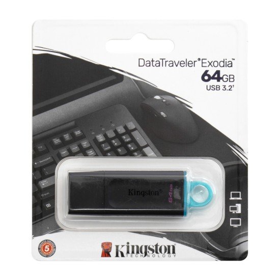 MEMORIA USB 3.2 KINGSTON 64GB DT EXODIA CYAN