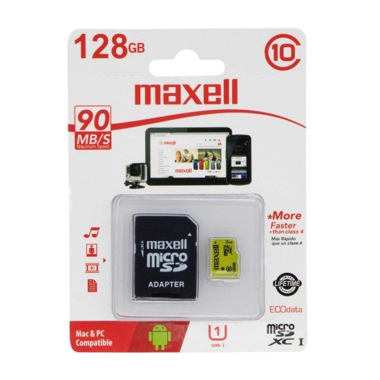 MEMORIA MICRO SD MAXELL 128GB MCSD-128UHS-1 CLASE 10
