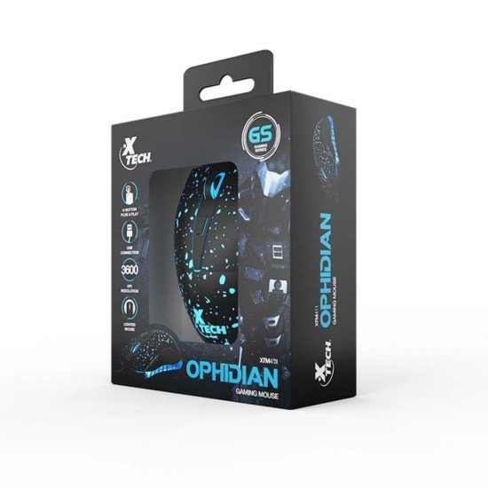 MOUSE XTECH XTM-411 OPHIDIAN USB LUCES LED