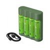 BATERIAS GP RECARGABLES 4AA 2000 2100MAH+CARGADOR AAA Y AA 