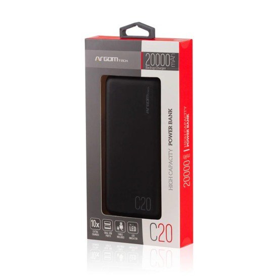 POWER BANK ARGOM 1145BK 20000MAH BLACK