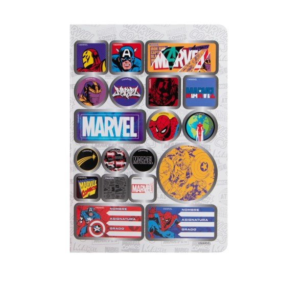 CUADERNO EMPASTADO PRIMAVERA 100H MARVEL RAYADO (6X8)