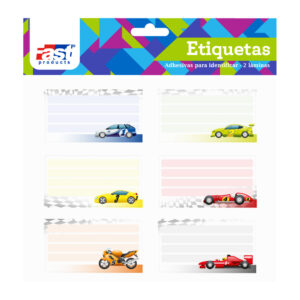 ETIQUETAS PARA CUADERNO FAST BX2 CARROS (6X24)