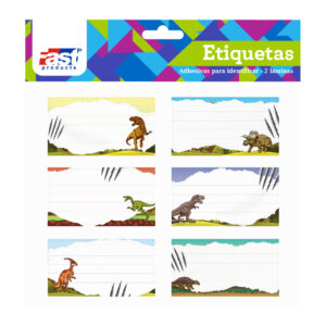 ETIQUETAS PARA CUADERNO FAST BX2 DINOSAURIOS (6X24)