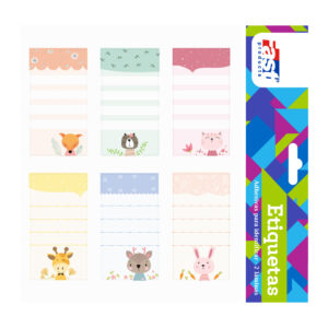 ETIQUETAS PARA CUADERNO FAST BX2 VERTICAL ANIMALITOS (6X24)