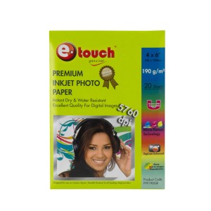 PAPEL FOTOGRAFICO ETOUCH GLOSSY 4X6″ 190GRS 20 HOJAS 2