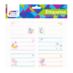 ETIQUETAS PARA CUADERNO FAST BX2 UNICORNIO (6X24)