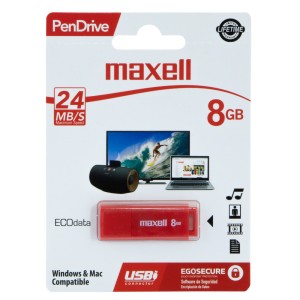 MEMORIA MAXELL USB 8GB PEN DRIVE ROJO (25)