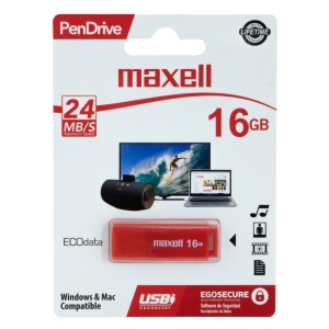 MEMORIA MAXELL USB 16GB PEN DRIVE ROJO (25)