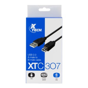 CABLE X-TECH XTC-307  P/IMPRESORA USB 2.0 MALE TO MALE 6 PIES 2